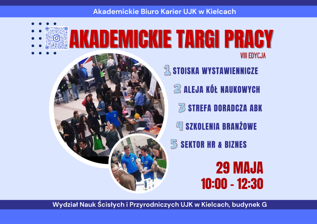 AKADEMICKIE Targi Pracy VIII EDYCJA Stoiska wystawiennicze Aleja Kół Naukowych Strefa Doradcza ABK Szkolenia branżowe sektor HR & biznes